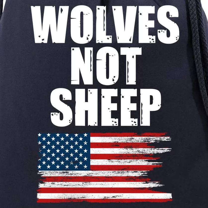 Wolves Not Sheep Distressed American USA Flag Drawstring Bag