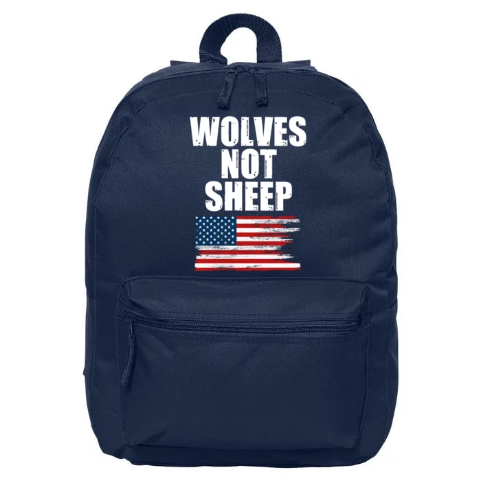 Wolves Not Sheep Distressed American USA Flag 16 in Basic Backpack