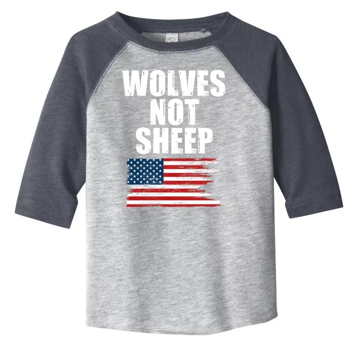 Wolves Not Sheep Distressed American USA Flag Toddler Fine Jersey T-Shirt