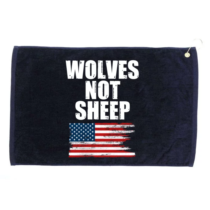 Wolves Not Sheep Distressed American USA Flag Grommeted Golf Towel