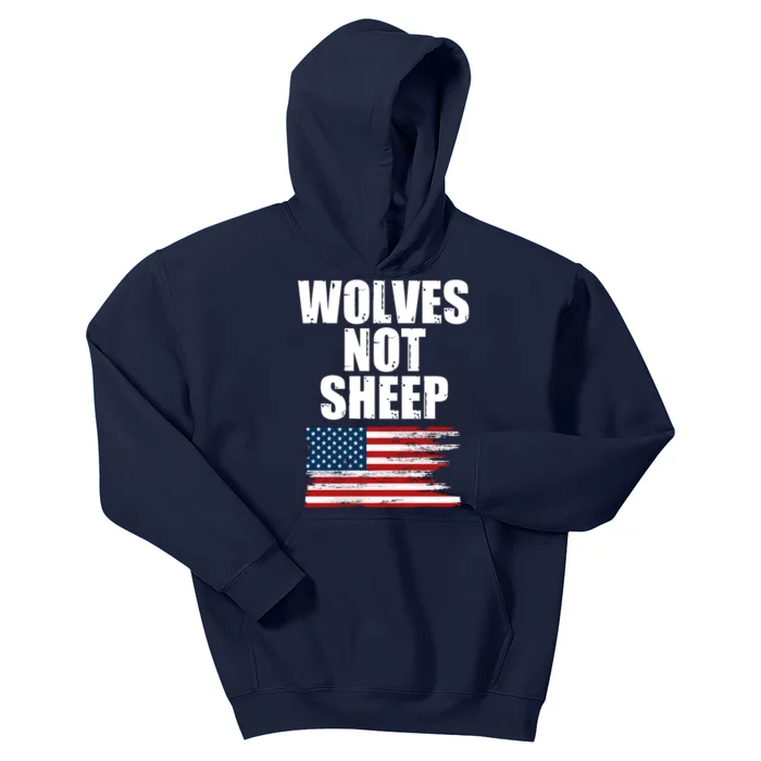 Wolves Not Sheep Distressed American USA Flag Kids Hoodie