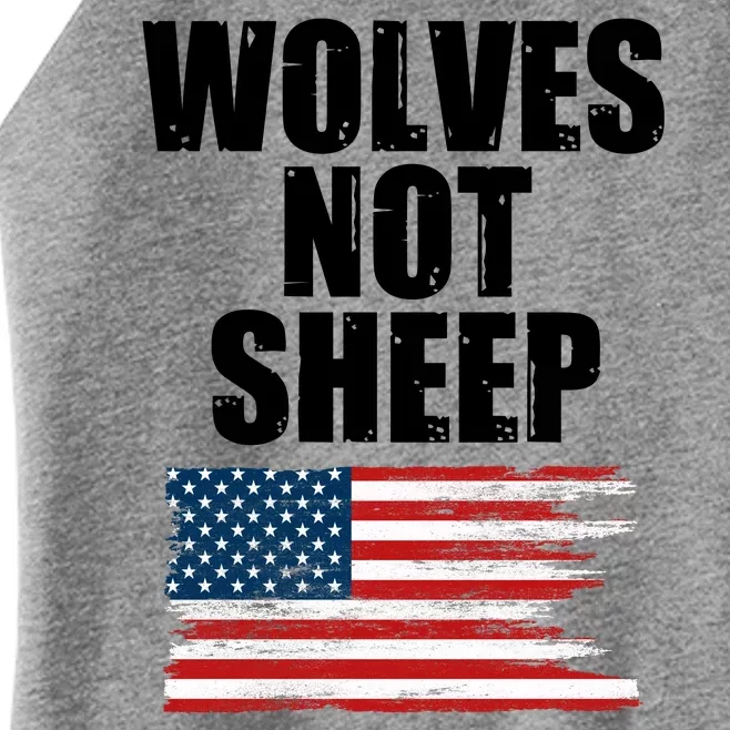 Wolves Not Sheep Distressed American USA Flag Women’s Perfect Tri Rocker Tank