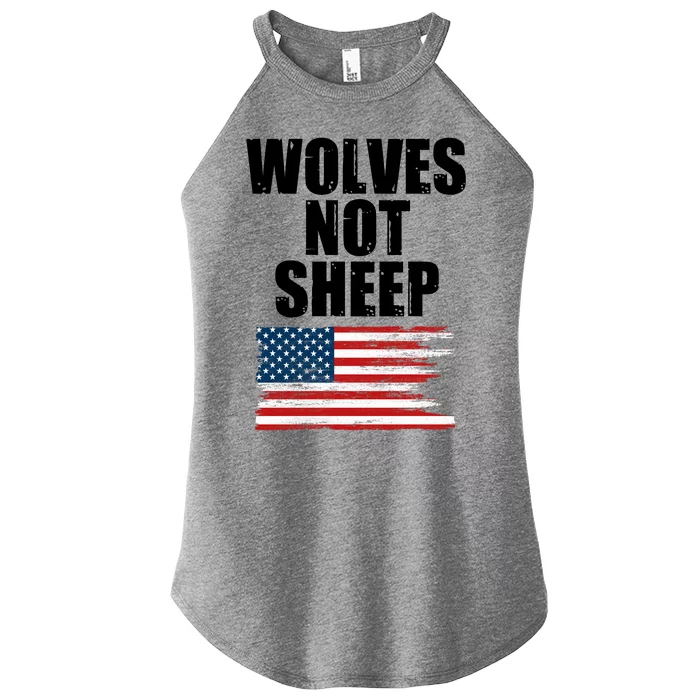 Wolves Not Sheep Distressed American USA Flag Women’s Perfect Tri Rocker Tank