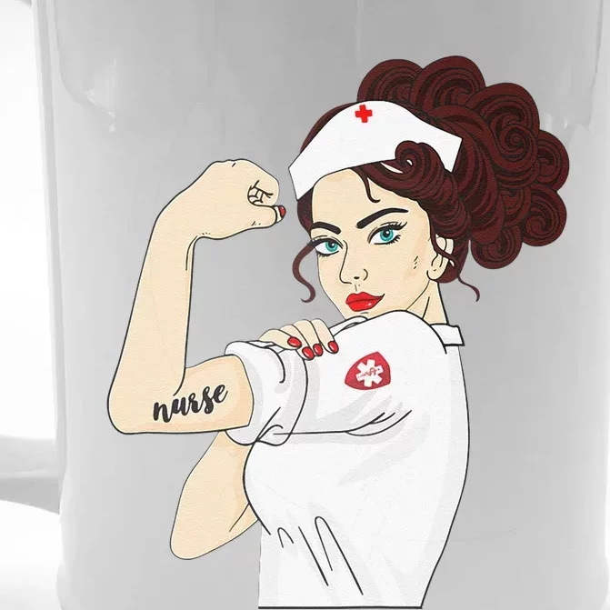 Womens Nurse Strong Woman Warrior Love Nursing Front & Back Beer Stein