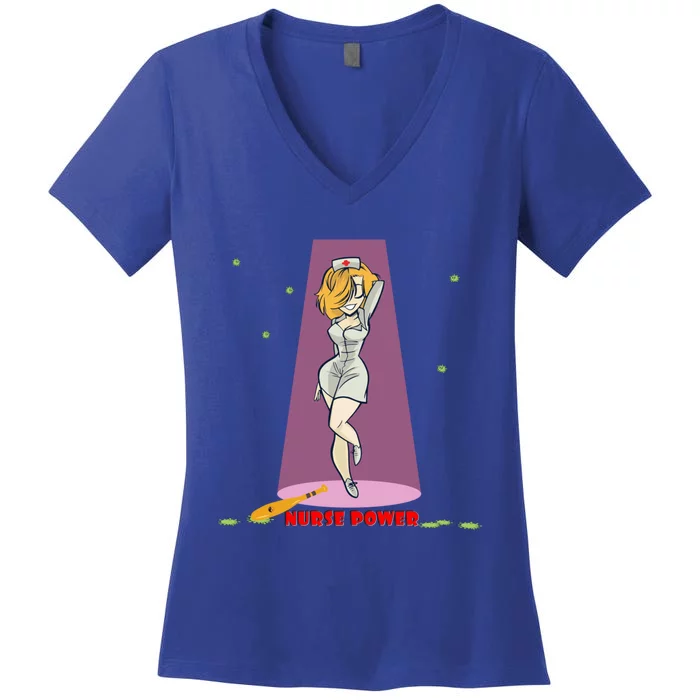 Wo Nurse Superpower Gift Women's V-Neck T-Shirt