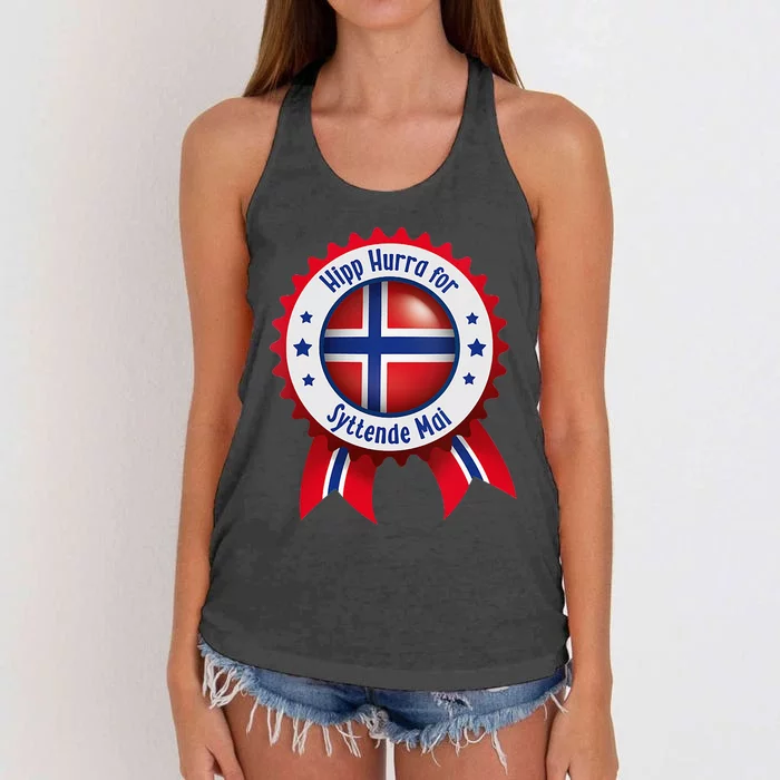 Women Norwegian Syttende Mai Celebration Women's Knotted Racerback Tank