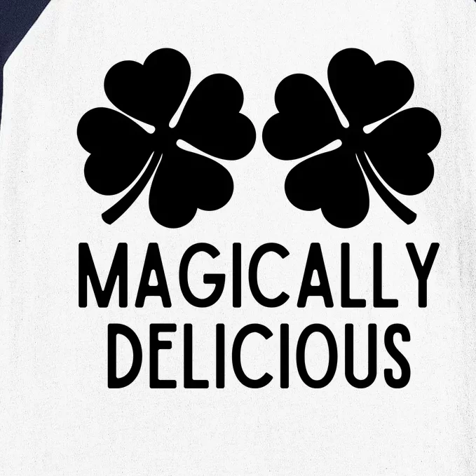 Womens Naughty Shamrocks Magically Delicious St Patricks Day Women Baseball Sleeve Shirt