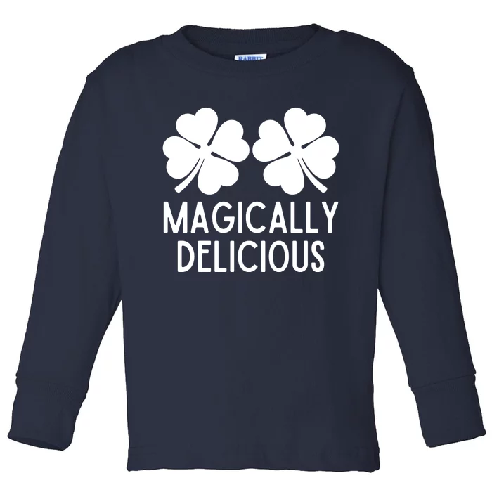 Womens Naughty Shamrocks Magically Delicious St Patricks Day Women Toddler Long Sleeve Shirt