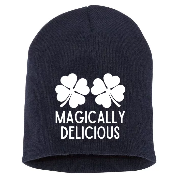 Womens Naughty Shamrocks Magically Delicious St Patricks Day Women Short Acrylic Beanie