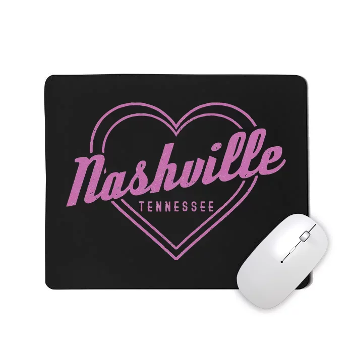 Womens Nashville Tennessee Country Music City Heart Gift Vintage Mousepad