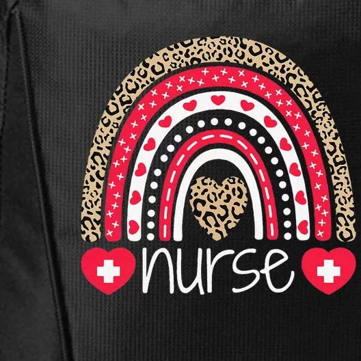 Women Nurse Tee Nurses Week Rainbow Leopard School Nurse Day City Backpack