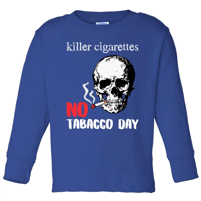 World No Tobacco Day Skull Smoking Gift Idea Gift Toddler Long Sleeve Shirt