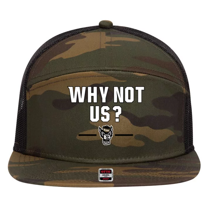 Why Not Us? North Carolina State 7 Panel Mesh Trucker Snapback Hat