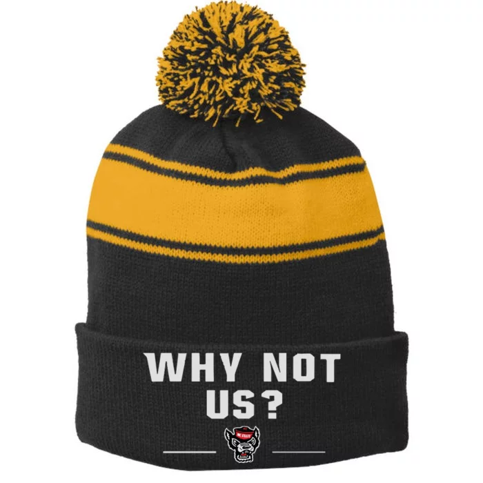 Why Not Us Nc State Nc State Acc Champions Stripe Pom Pom Beanie