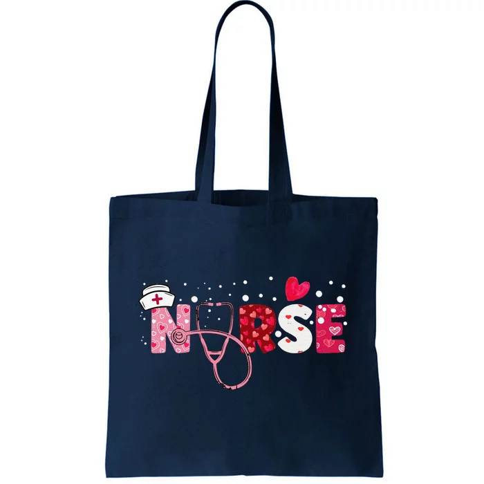 Women Nurses Valentines Day Gifts Hearts Stethoscope Tote Bag