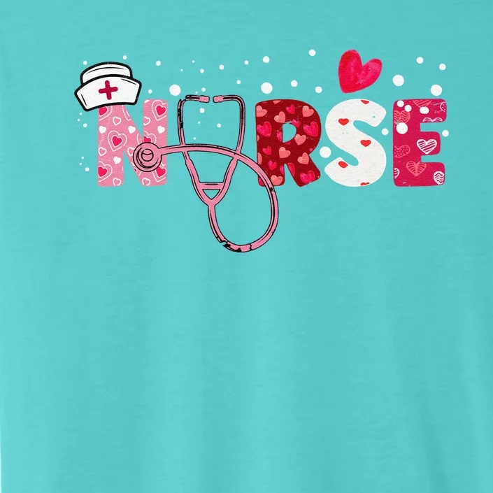 Women Nurses Valentines Day Gifts Hearts Stethoscope ChromaSoft Performance T-Shirt