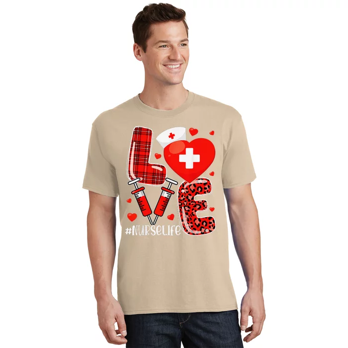 Women Nurses Valentines Day Gifts Hearts Stethoscope Cute T-Shirt