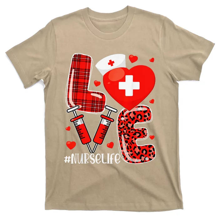 Women Nurses Valentines Day Gifts Hearts Stethoscope Cute T-Shirt