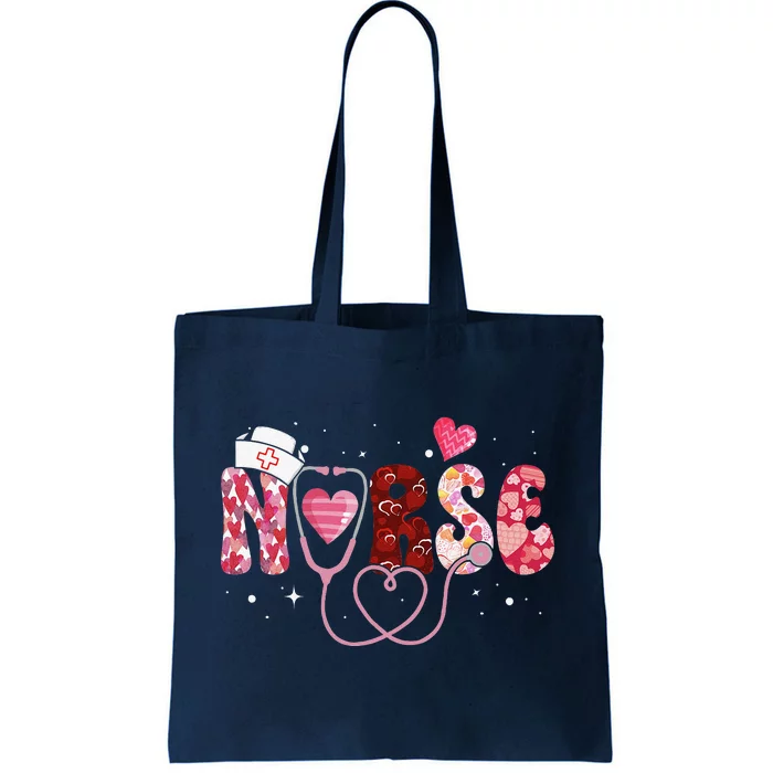 Women Nurses Valentines Day Gifts Hearts Stethoscope Gift Tote Bag