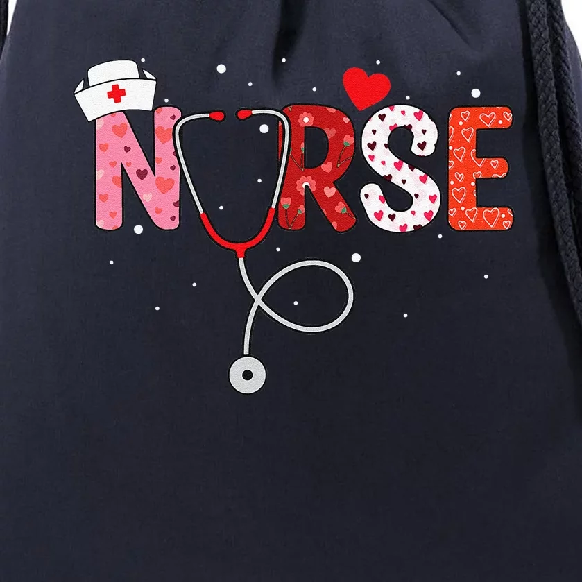 Women Nurses Valentines Day Gifts Hearts Stethoscope Drawstring Bag