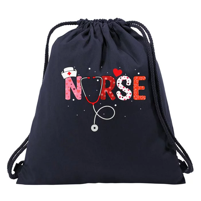 Women Nurses Valentines Day Gifts Hearts Stethoscope Drawstring Bag