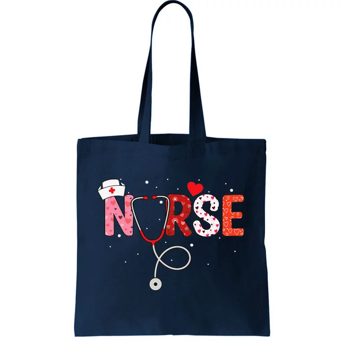 Women Nurses Valentines Day Gifts Hearts Stethoscope Tote Bag