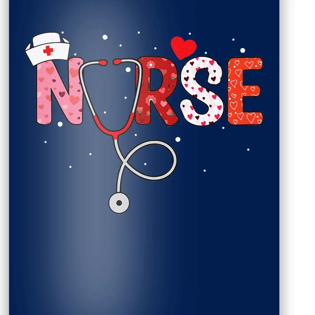 Women Nurses Valentines Day Gifts Hearts Stethoscope Poster