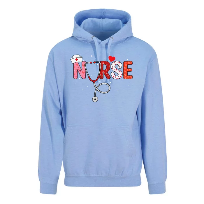 Women Nurses Valentines Day Gifts Hearts Stethoscope Unisex Surf Hoodie