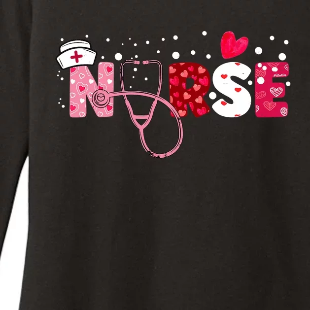 Wo Nurses Valentines Day Gifts Hearts Stethoscope Womens CVC Long Sleeve Shirt