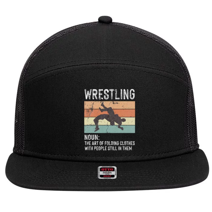 Wrestling Noun Wrestler Definition Folding Clothes Wrestle 7 Panel Mesh Trucker Snapback Hat