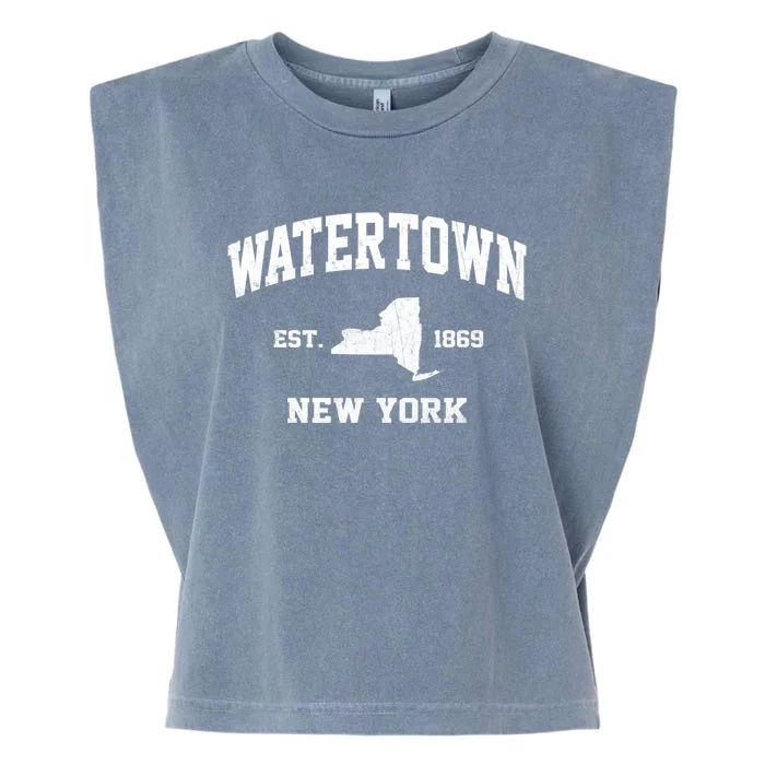 Watertown New York Ny Vintage State Athletic Style Funny Gift Garment-Dyed Women's Muscle Tee