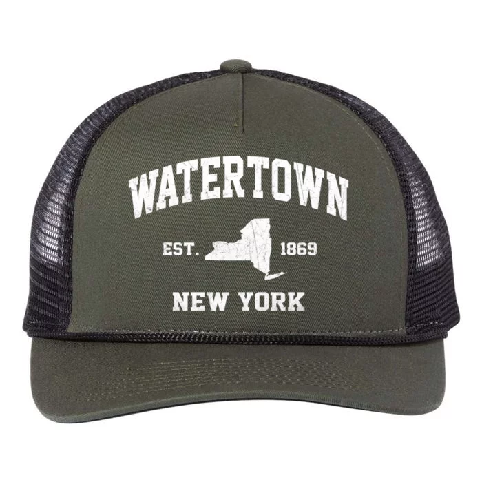 Watertown New York Ny Vintage State Athletic Style Funny Gift Retro Rope Trucker Hat Cap