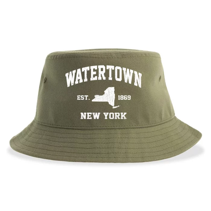 Watertown New York Ny Vintage State Athletic Style Funny Gift Sustainable Bucket Hat