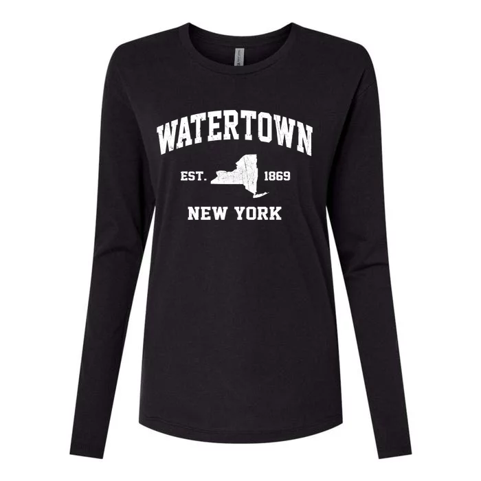 Watertown New York Ny Vintage State Athletic Style Gift Womens Cotton Relaxed Long Sleeve T-Shirt