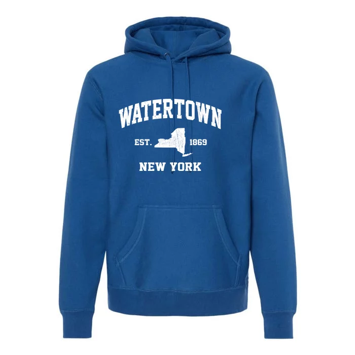 Watertown New York Ny Vintage State Athletic Style Gift Premium Hoodie