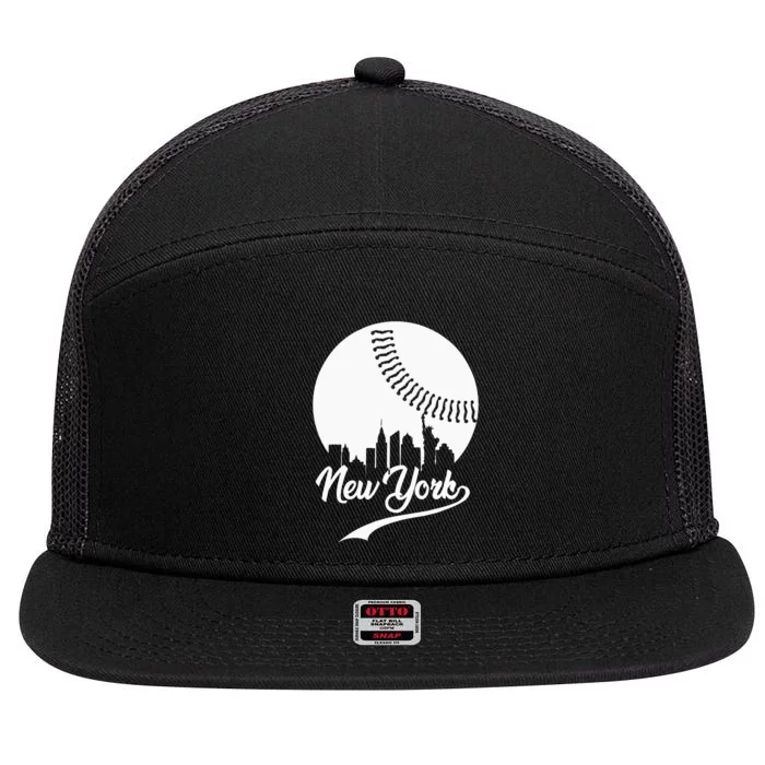 Womens New York City Skyline Baseball Lover 7 Panel Mesh Trucker Snapback Hat