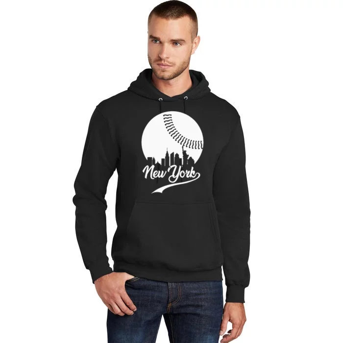 Womens New York City Skyline Baseball Lover Tall Hoodie