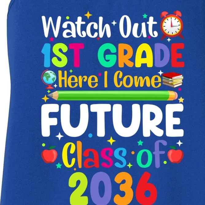 Watch Out 1St Grade Here I Come Funny Back To School Funny Gift Women's Racerback Tank