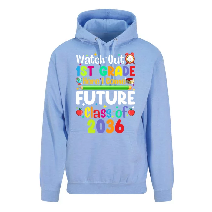 Watch Out 1St Grade Here I Come Funny Back To School Funny Gift Unisex Surf Hoodie