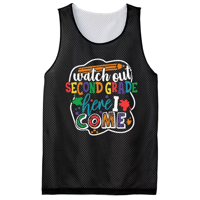 Watch Out 2nd Grade Here I Come Back to School Mesh Reversible Basketball Jersey Tank