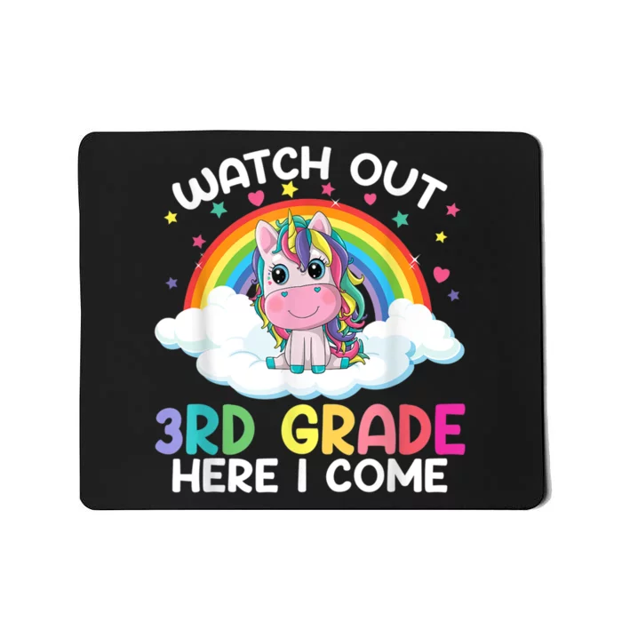 Watch Out 3rd Grade Here I Come Funny Back To School Unicorn Mousepad