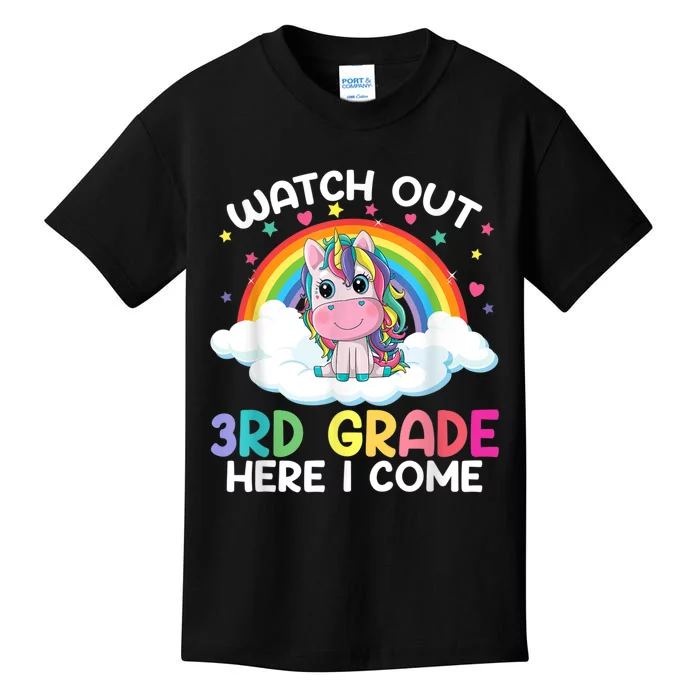 Watch Out 3rd Grade Here I Come Funny Back To School Unicorn Kids T-Shirt