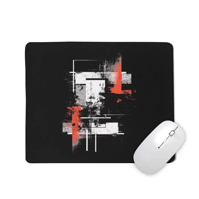 White Orange Abstract Mousepad