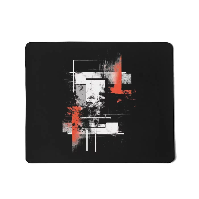 White Orange Abstract Mousepad