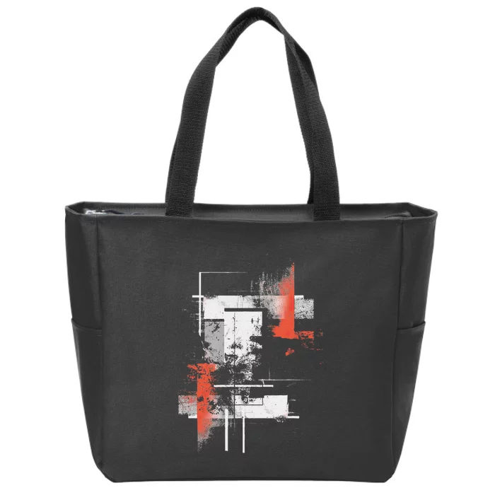 White Orange Abstract Zip Tote Bag