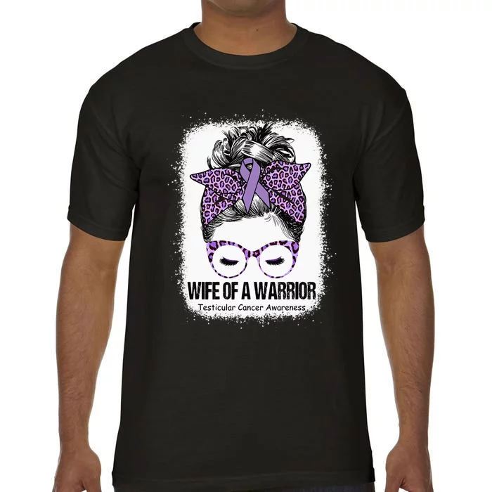 Wife of a Warrior Purple Ribbon Testicular Cancer Awareness Comfort Colors T-Shirt