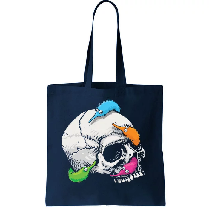 Worms On A String On A Skull Tote Bag