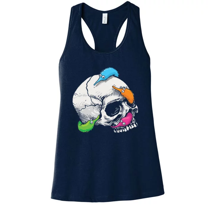 Worms On A String On A Skull Women's Racerback Tank