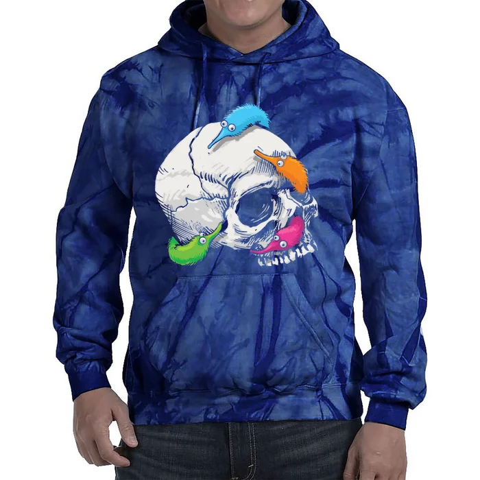 Worms On A String On A Skull Tie Dye Hoodie