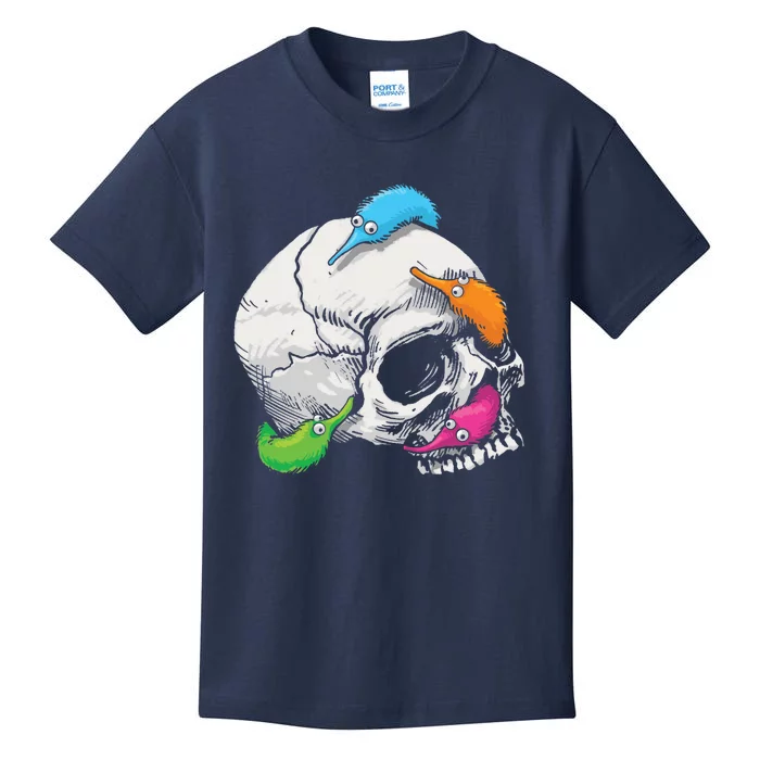 Worms On A String On A Skull Kids T-Shirt